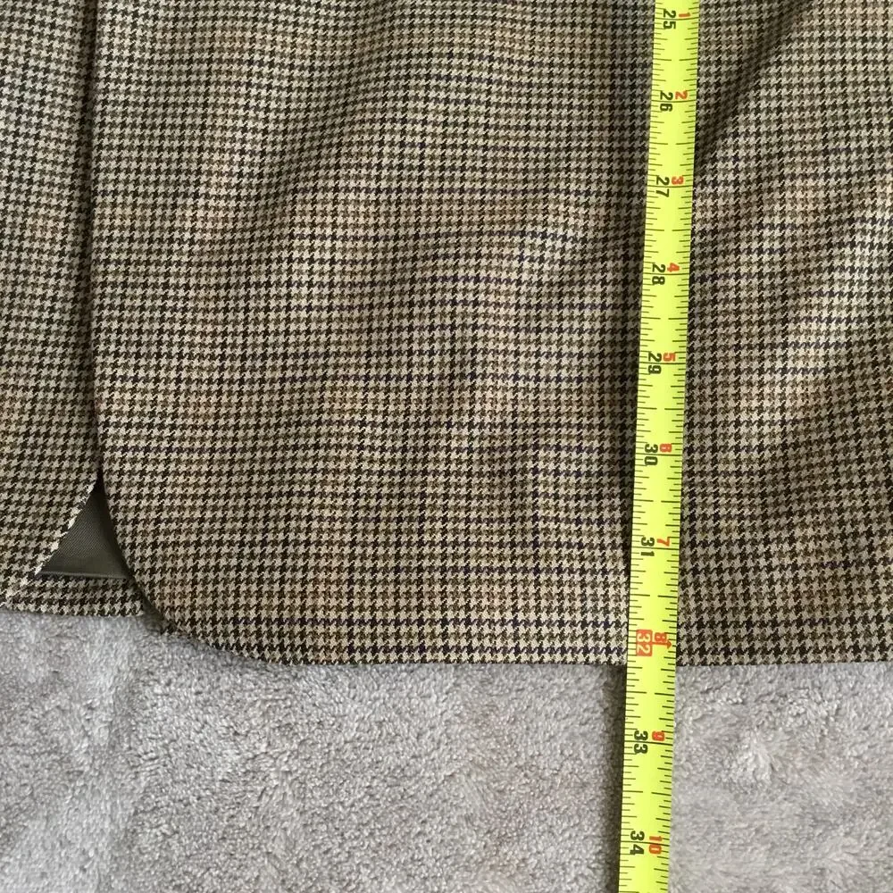 Gerald Austin Mens 46L Brown Plaid 100% Wool 2-Button Blazer Suit Jacket